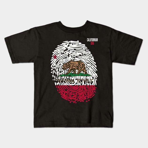 Californian DNA. Cool California Flag. California Republic Kids T-Shirt by Jakavonis